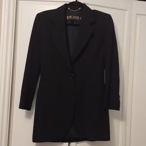 Escada Designer vintage navy blue wool blazer size 34